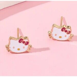 Cute Hello‎ Kitty gold tone earrings studs